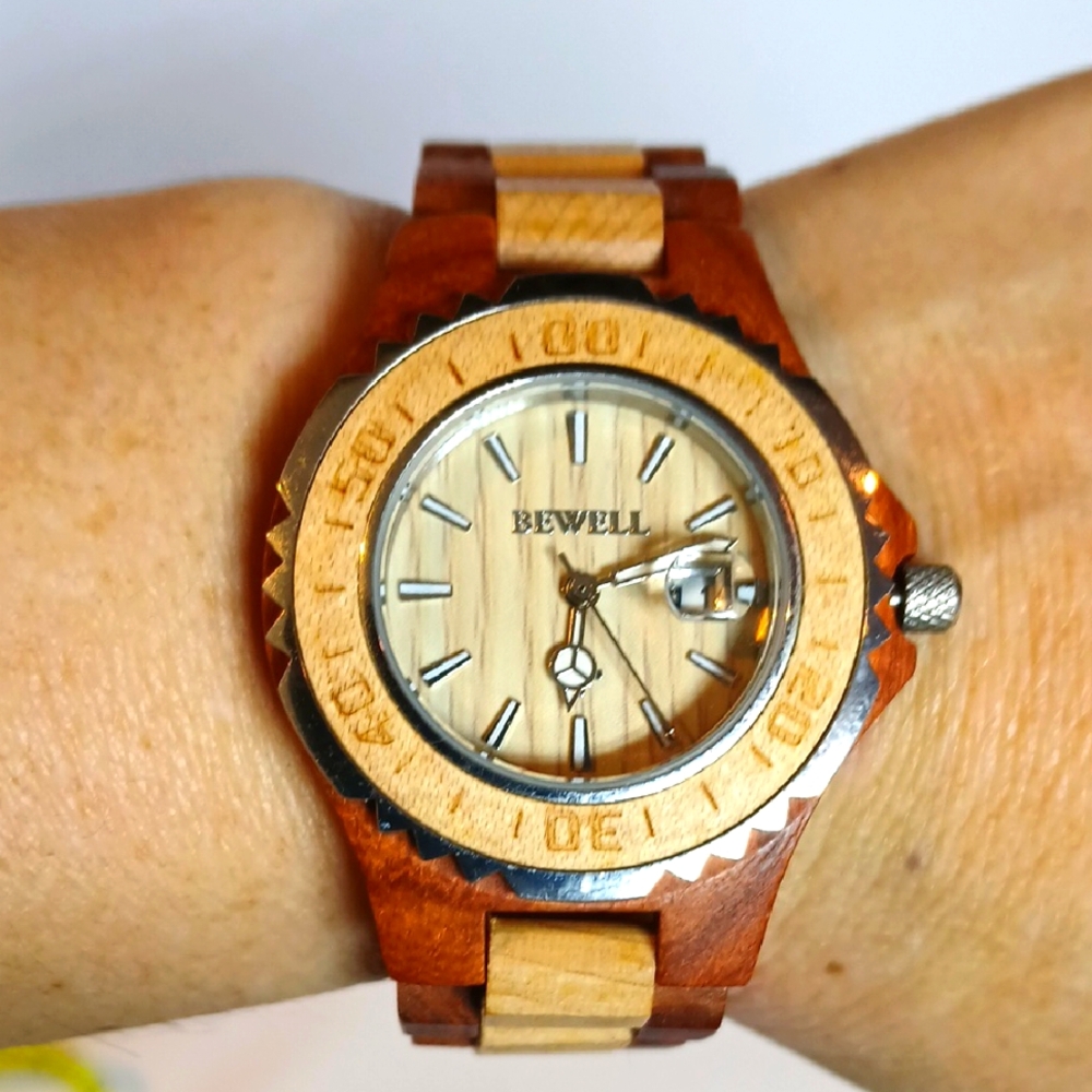 🌿 Bewell Dual Real Wood Ladies Watch – NWOT